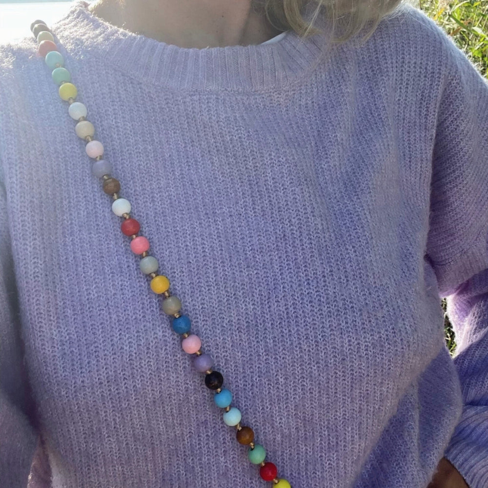 Holz Perlenkette Bunt - Handykette zwei Größen