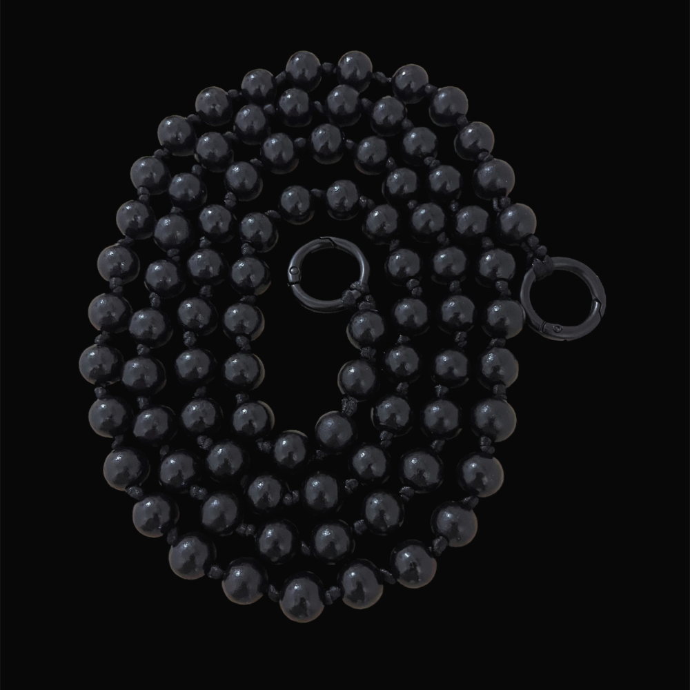 Holz Perlenkette Schwarz - Handykette 125 cm