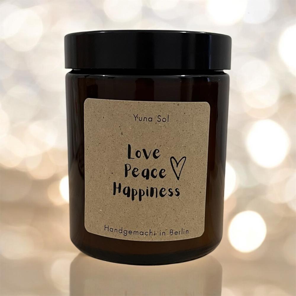 Kerze im Glas - Love Peace Happiness
