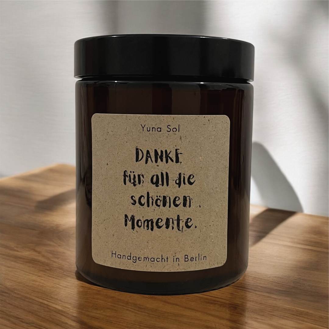 Kerze im Glas - Danke für all die schönen Momente.