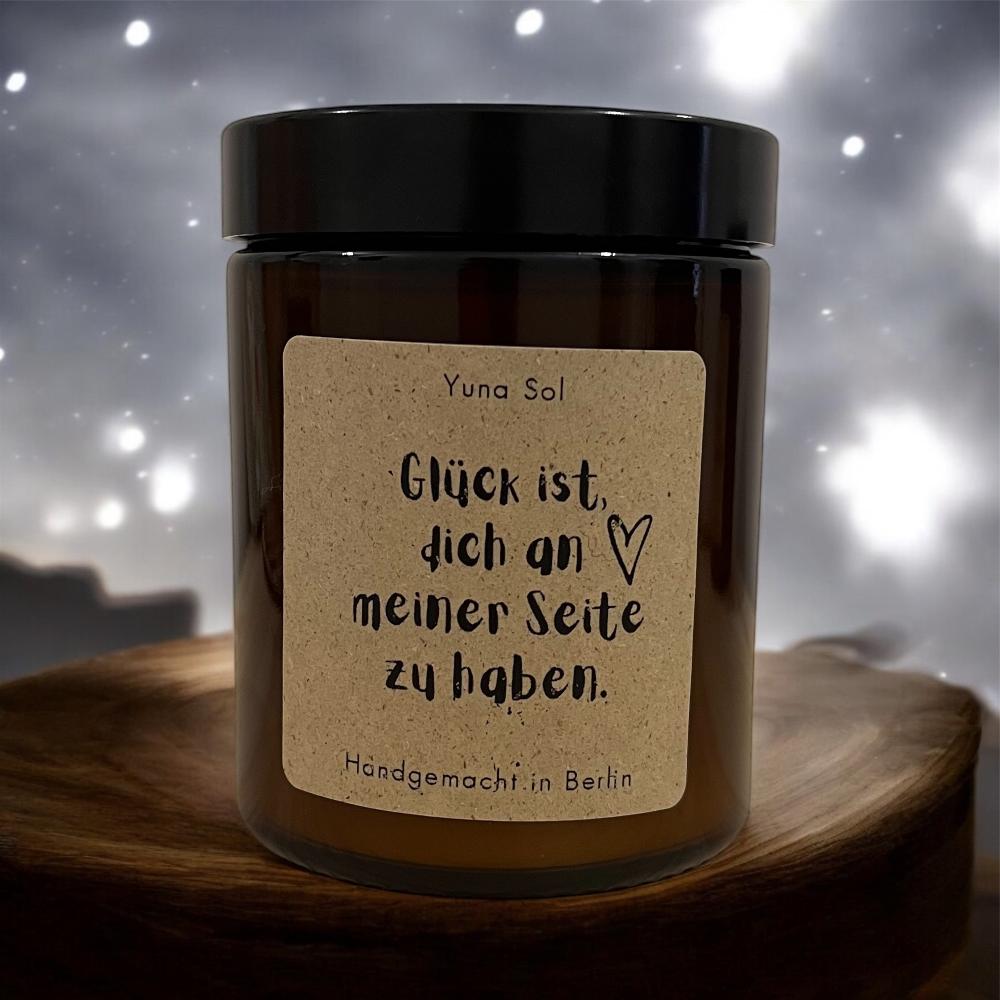 Kerze im Glas - Glück ist, dich an meiner Seite zu haben.