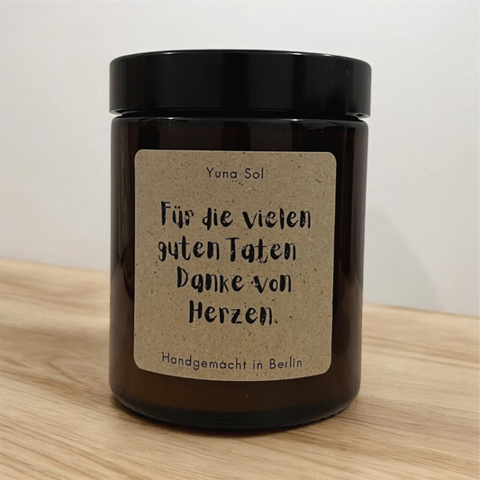 Kerze im Glas - Für die vielen guten Taten Danke von Herzen.