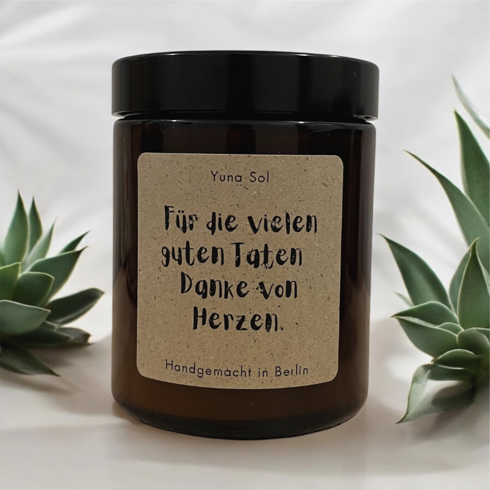 Kerze im Glas - Für die vielen guten Taten Danke von Herzen.