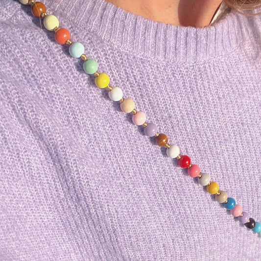 Holz Perlenkette Bunt - Handykette zwei Größen