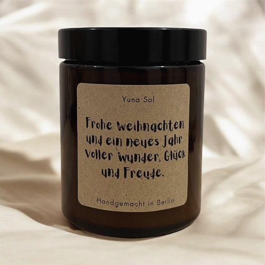 Kerze im Glas - Frohe Weihnachten und ein neues Jahr voller Wunder, Glück und Freude.